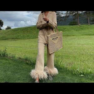 NWT Sleeper Party Pajamas Set with Feathers in Beige